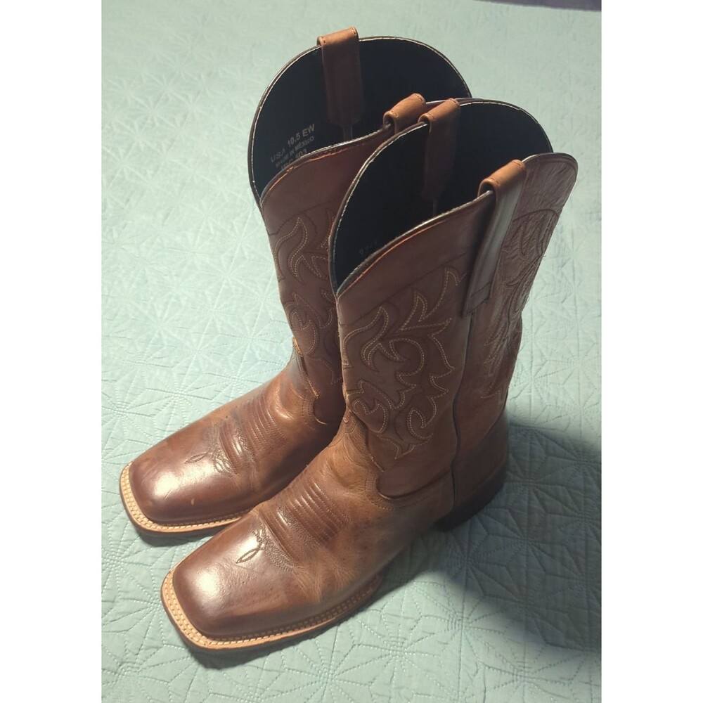 JB Dillon Cowboy Boots Brown Leather Square Toe Mens Size 10.5 EW JBC 503